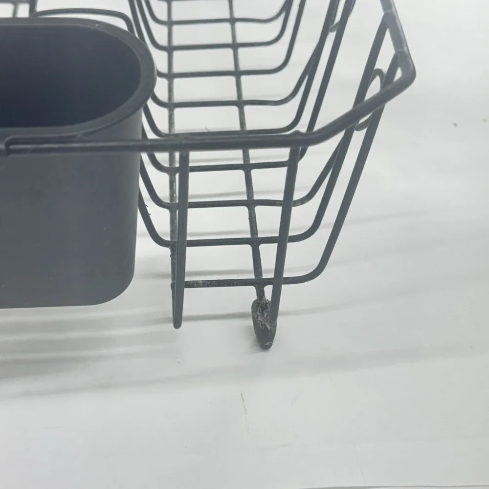 Rubbermaid Black Wire Dish Drainer Drying Rack w/Plastic Utensil Cup Rubber Feet